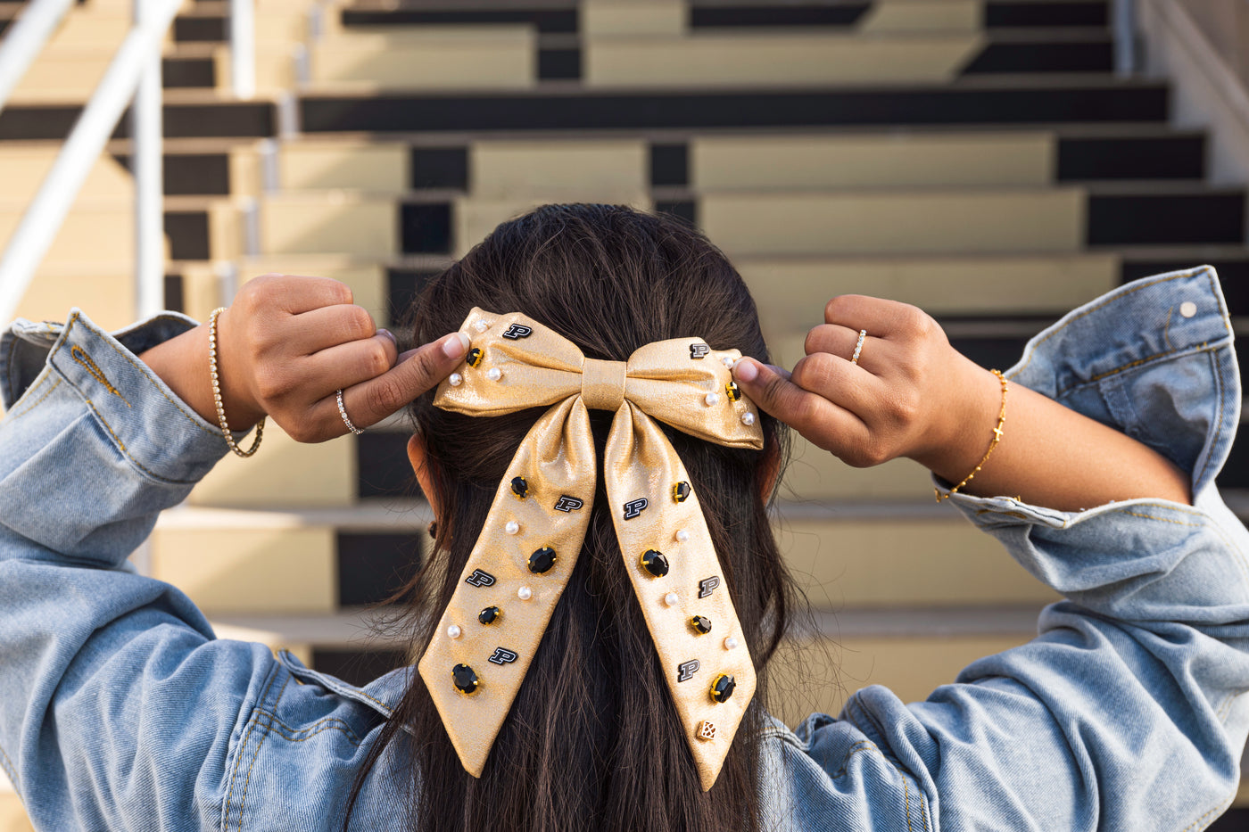 Purdue Gold Logo Bow Barrette