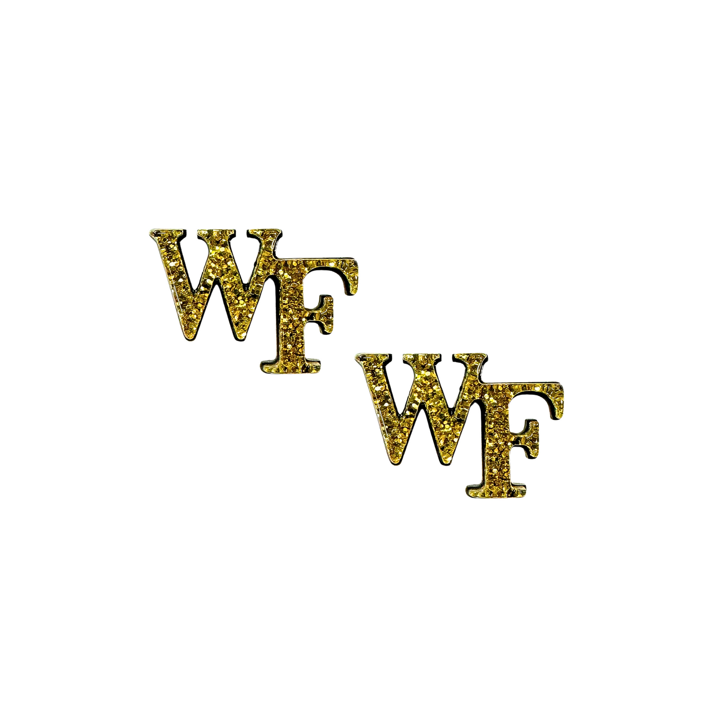 Wake Forest Gold Glitter Logo Stud Earrings