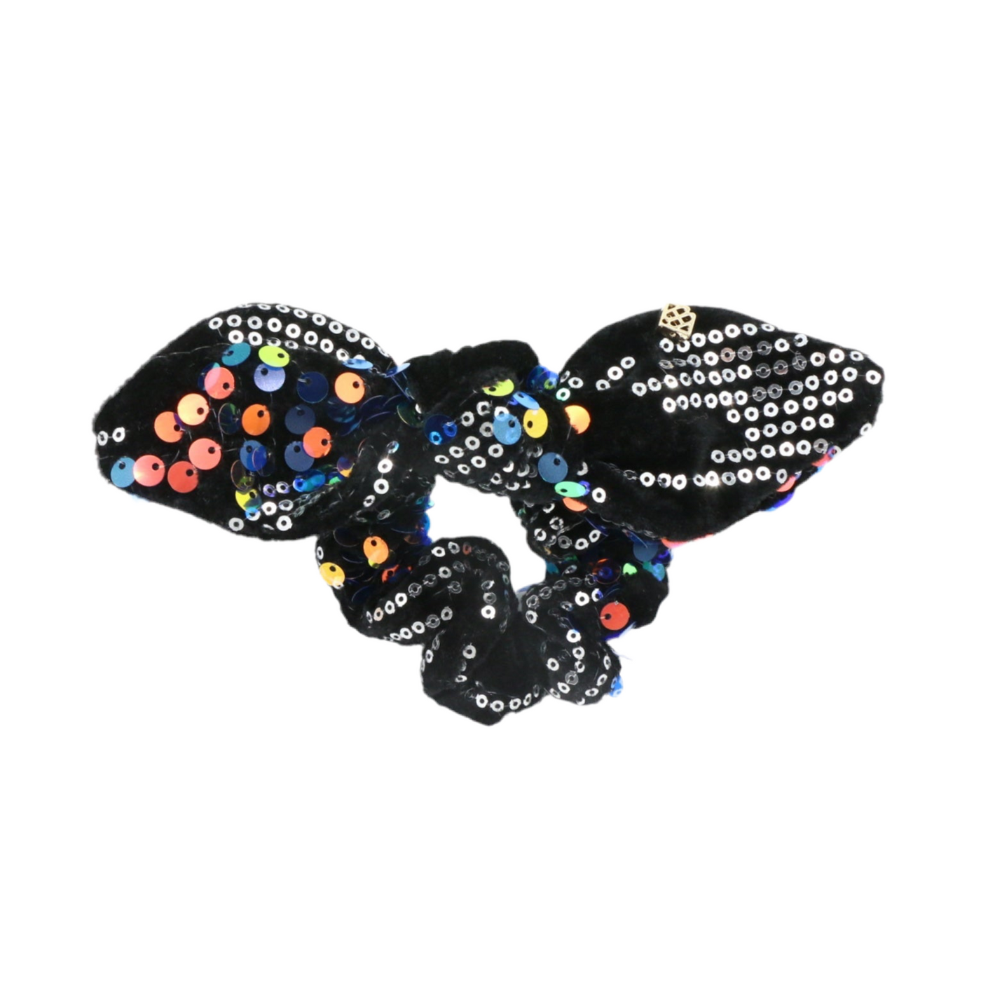 Black Disco Velvet Bow Scrunchie