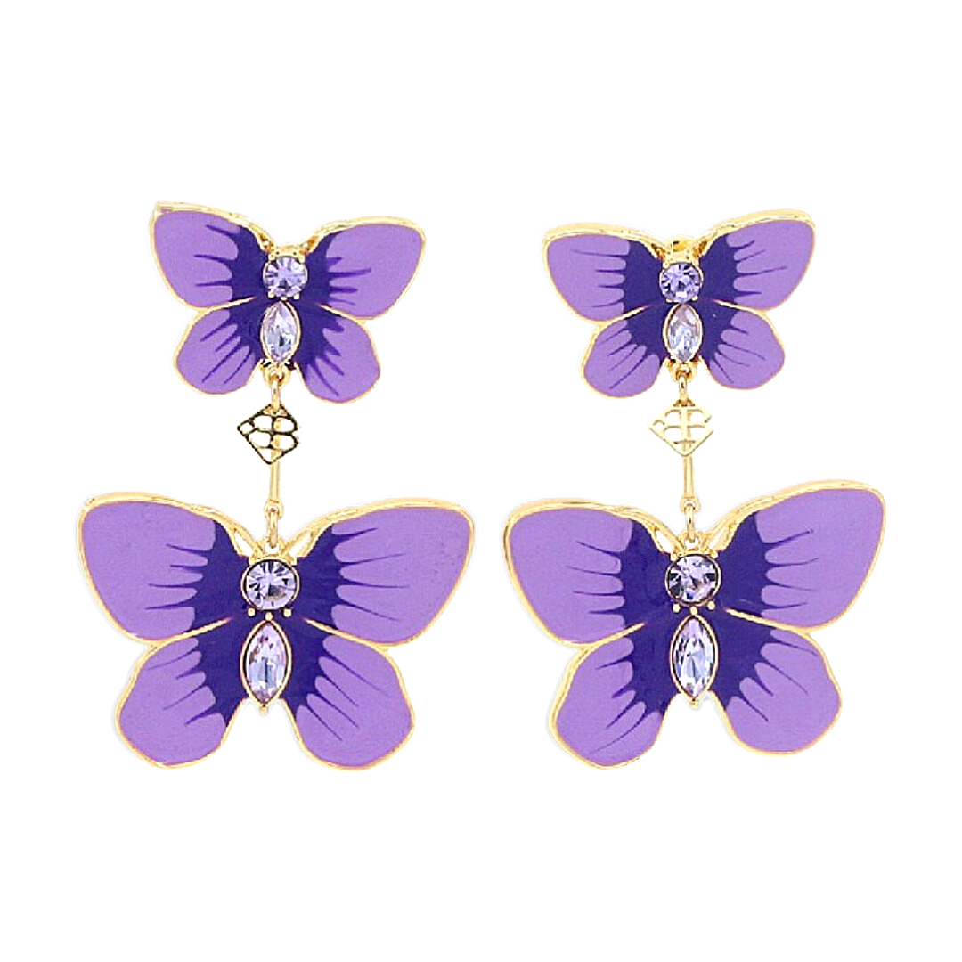 Hand Painted Butterfly Earrings in Purple