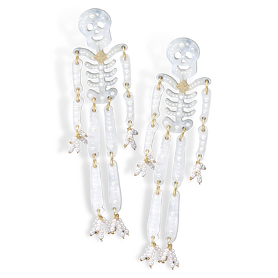Friendly Skeleton Pearl Earrings