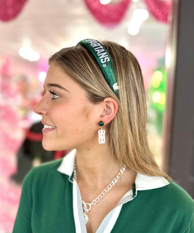 Michigan State Mini White GO GREEN GO WHITE Earrings