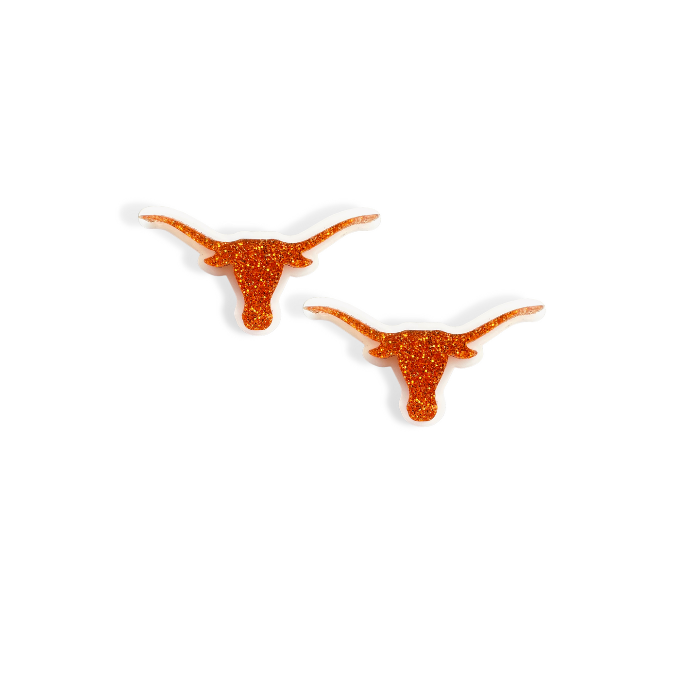 Burnt Orange Glitter Texas Longhorn Studs
