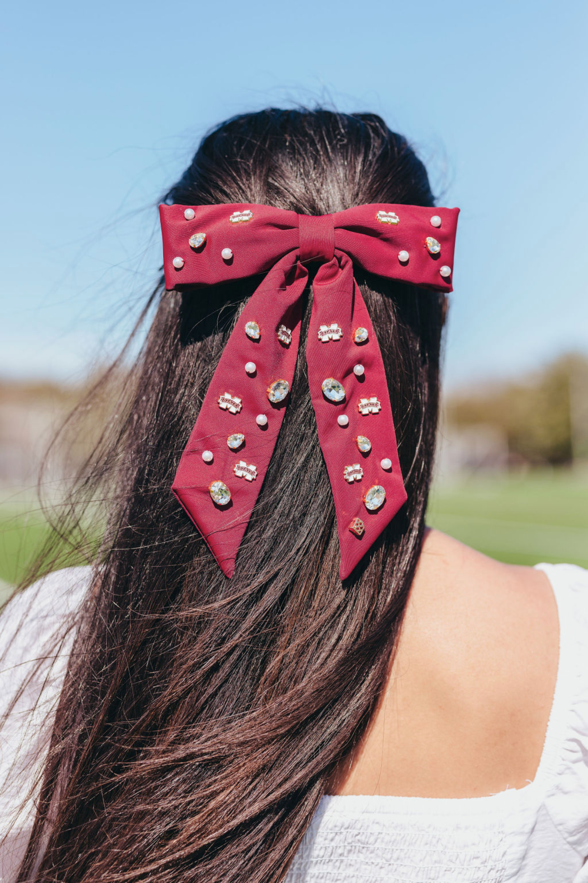 Maroon Mississippi State Bow  Barrette