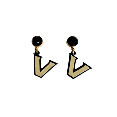 Mini Gold and Black  Vandy Logo Earrings