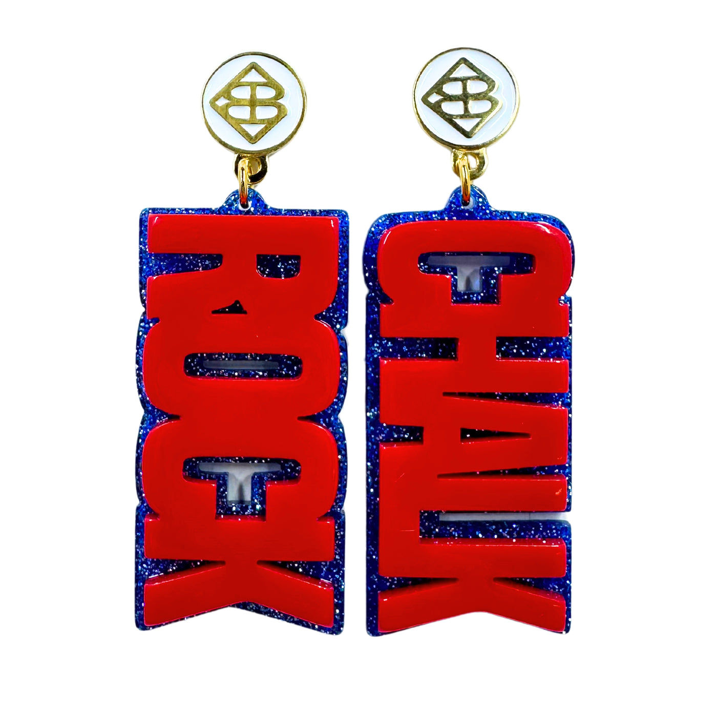 Kansas Red and Blue ROCK CHALK Earrings