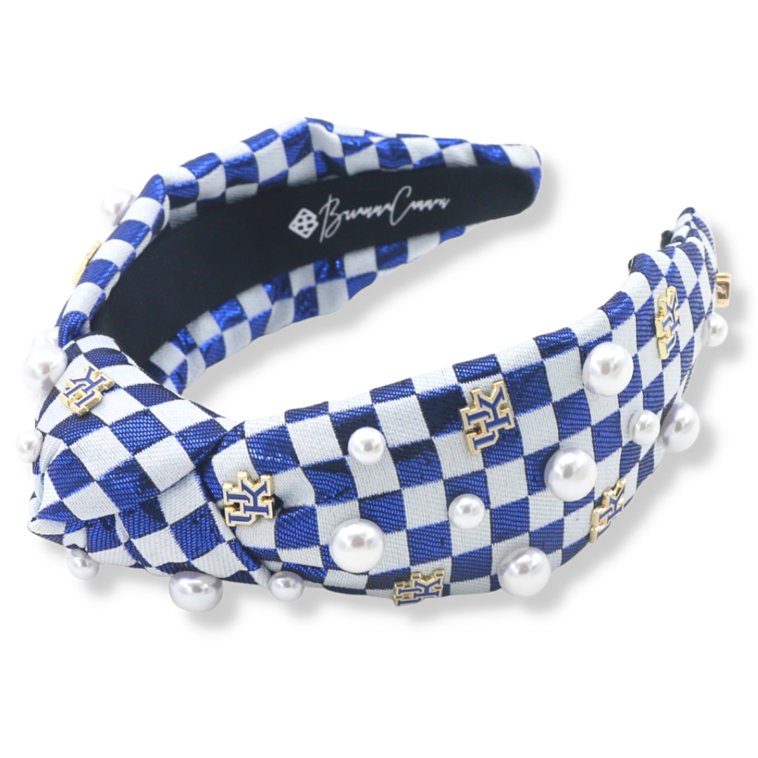Blue and White Checkerboard Kentucky Logo Headband