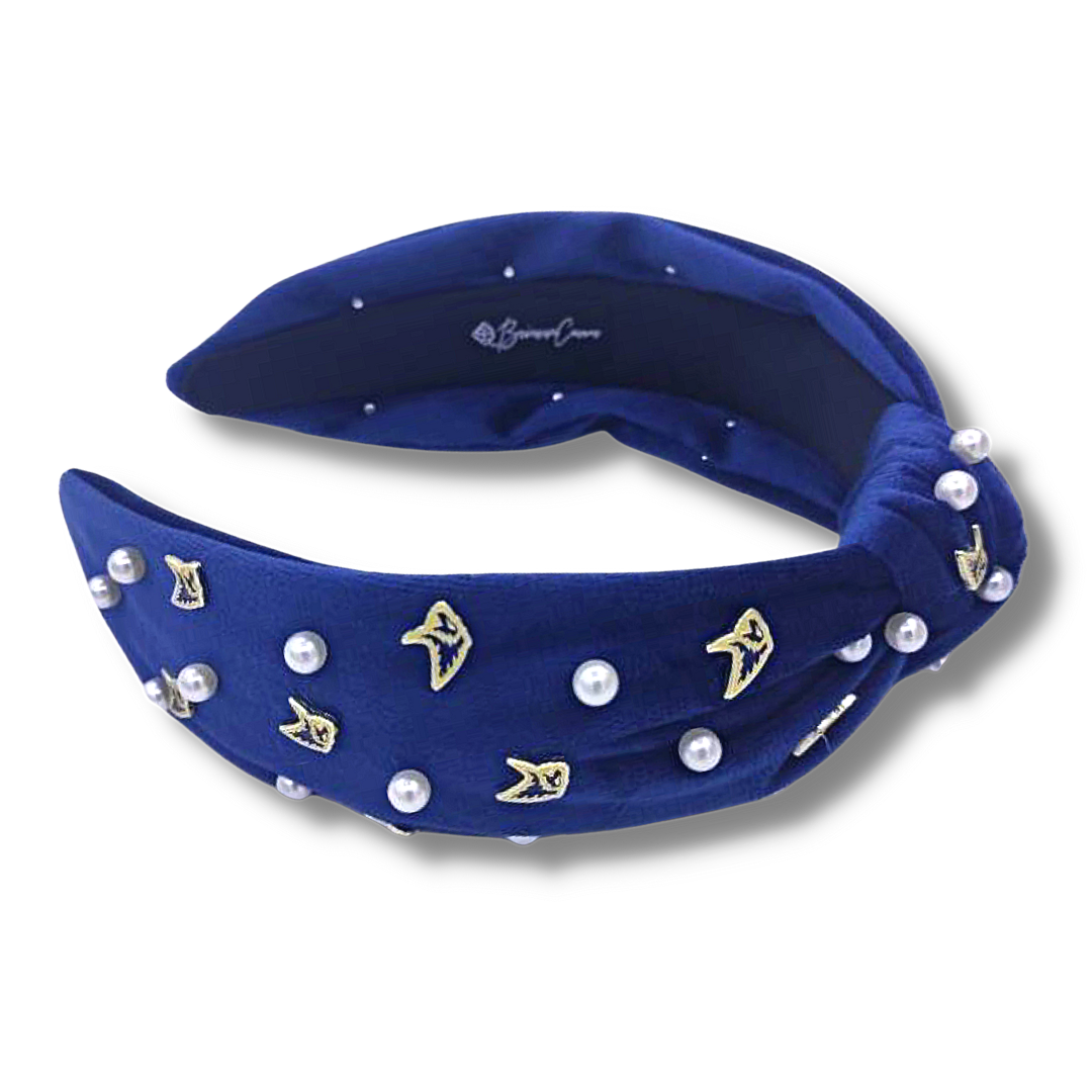 Adult Size Navy PCA Charm Headband with Gold Beads