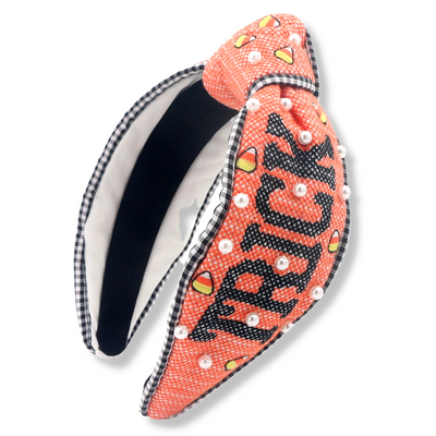 Adult Size Cross-Stitch Trick or Treat Headband with Embroidered Candy Corn