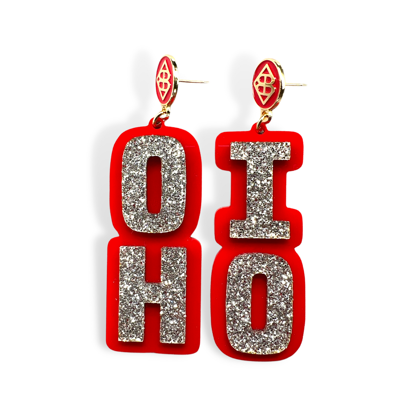 Silver Glitter OHIO Earrings