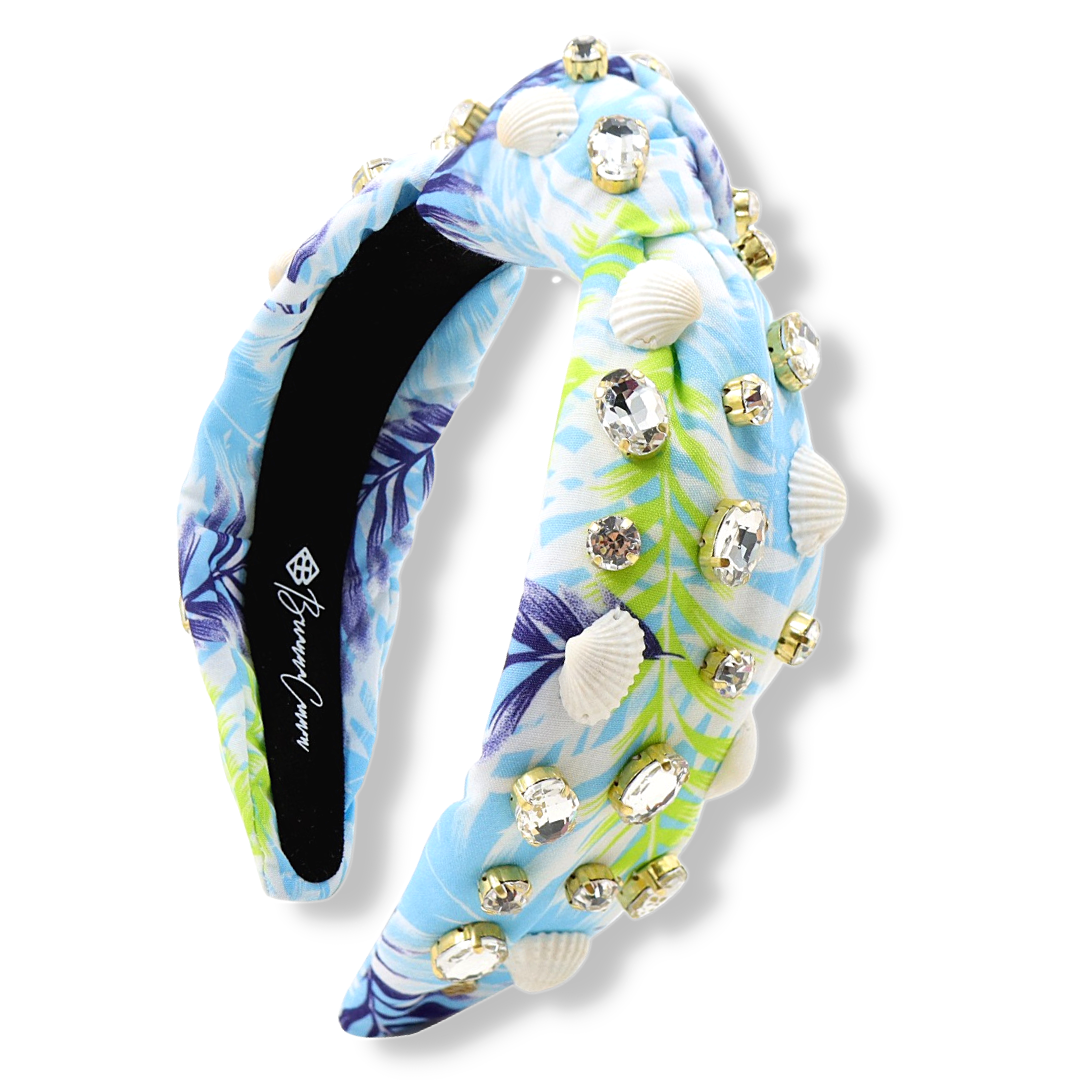 Blue Shell Headband with Crystals
