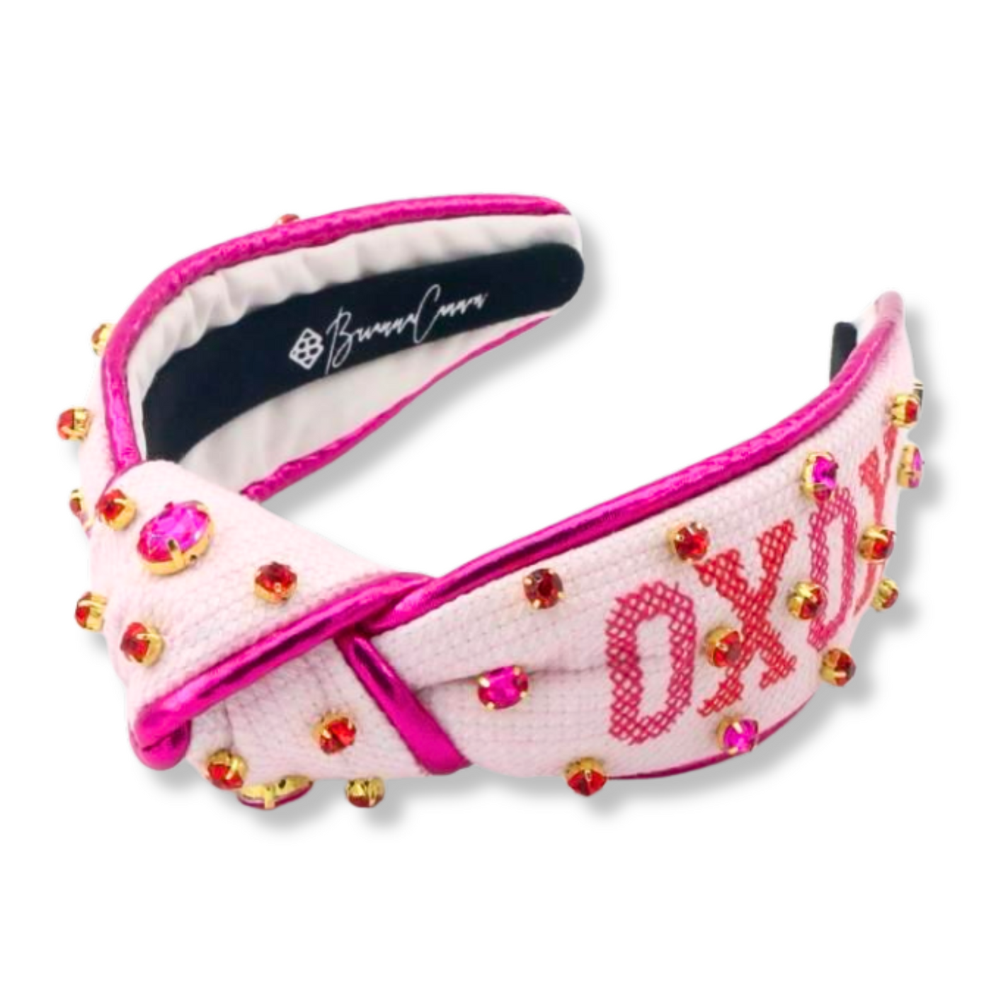 Adult Size XOXO Cross Stitch Headband with Red Crystals