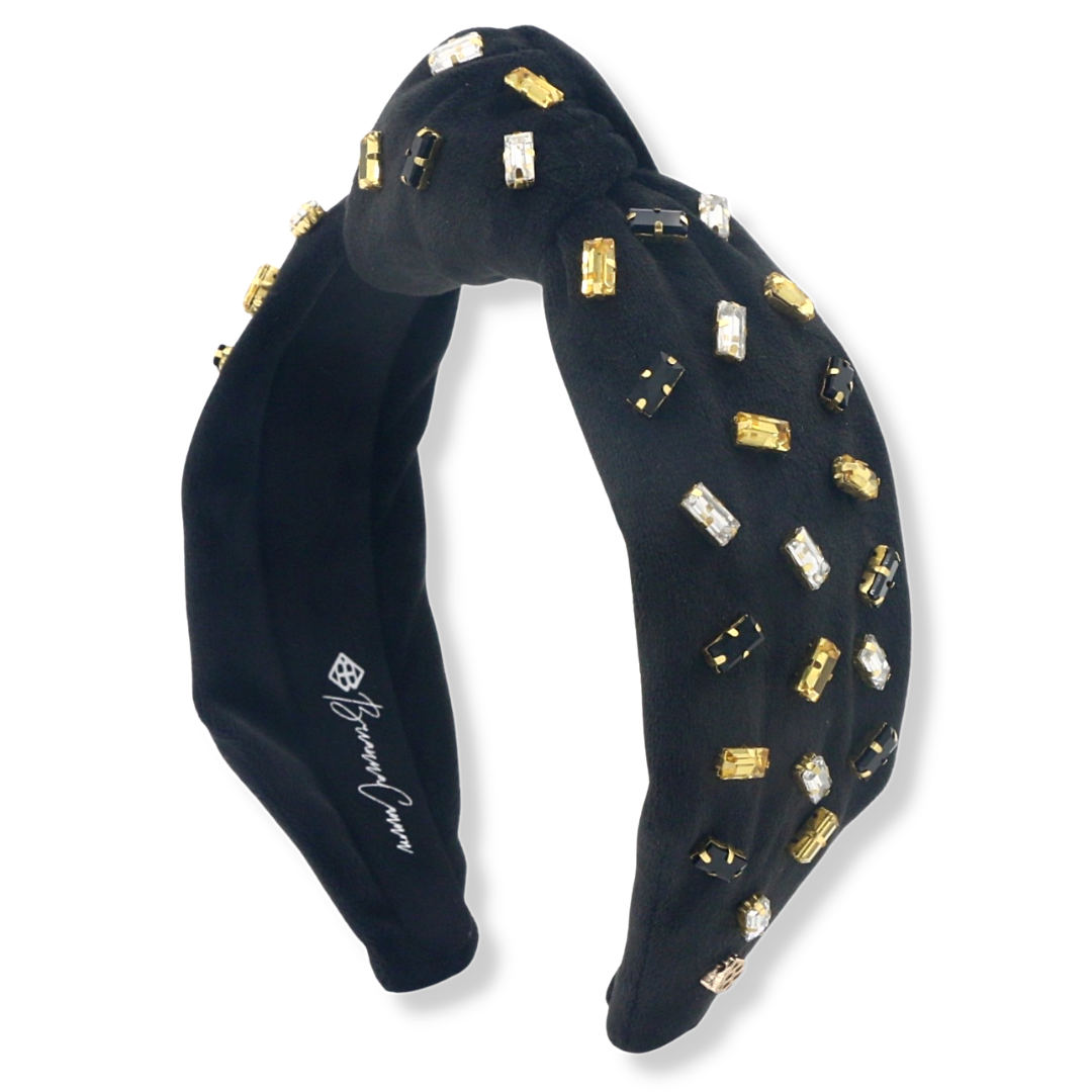 Black Velvet Headband with Confetti Crystals
