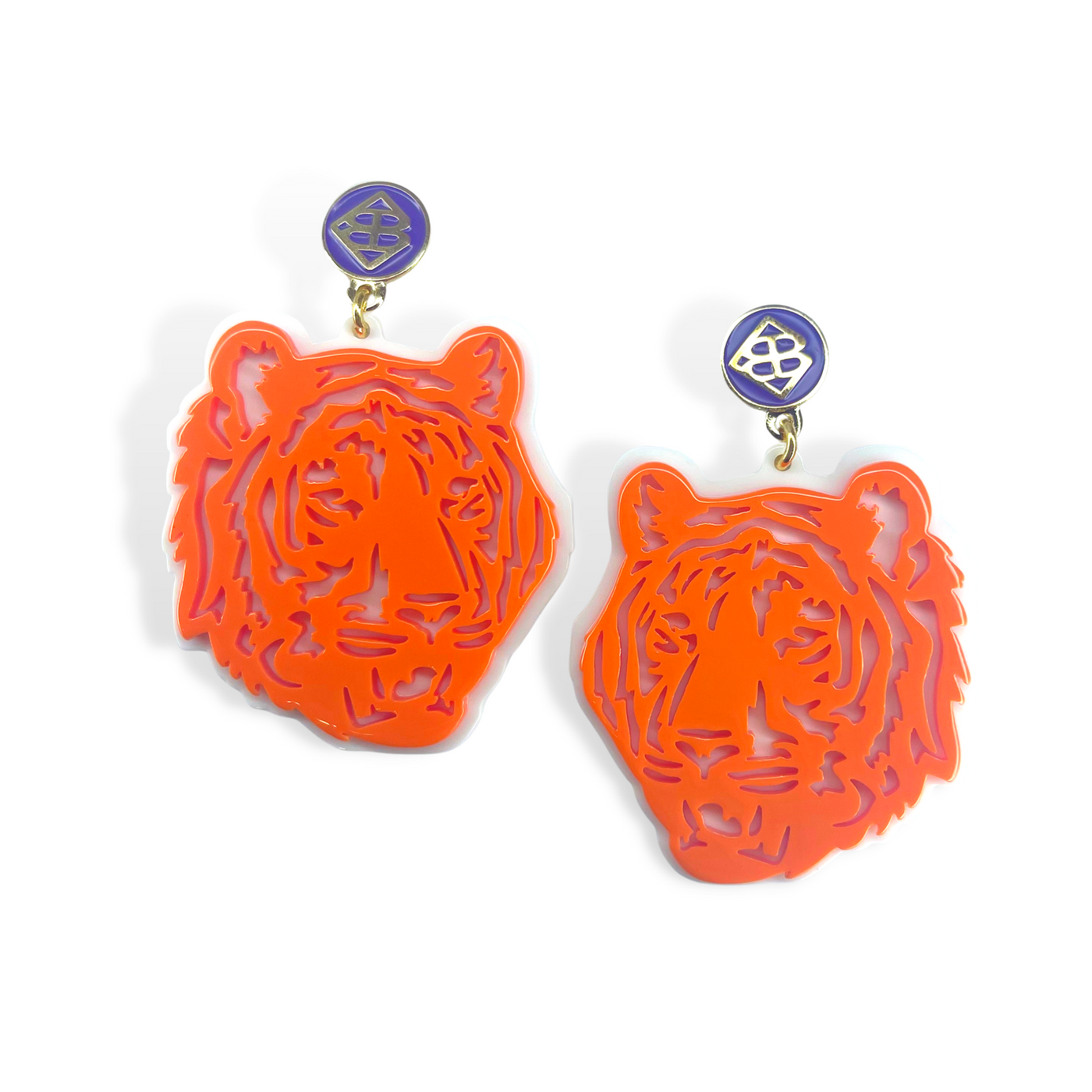 Orange and White Tiger  Earrings