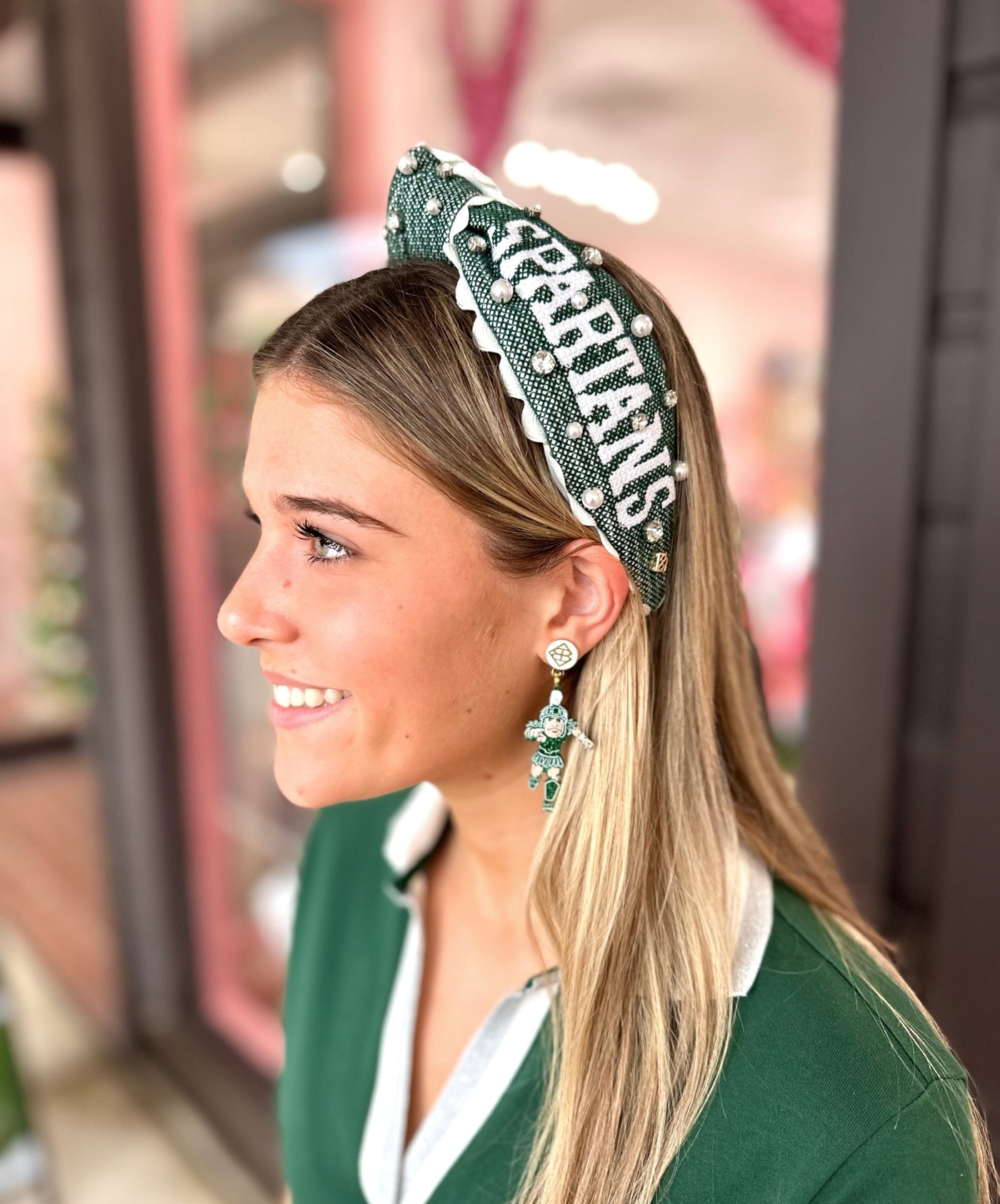 Michigan State Adult SPARTANS Cross Stitch Headband