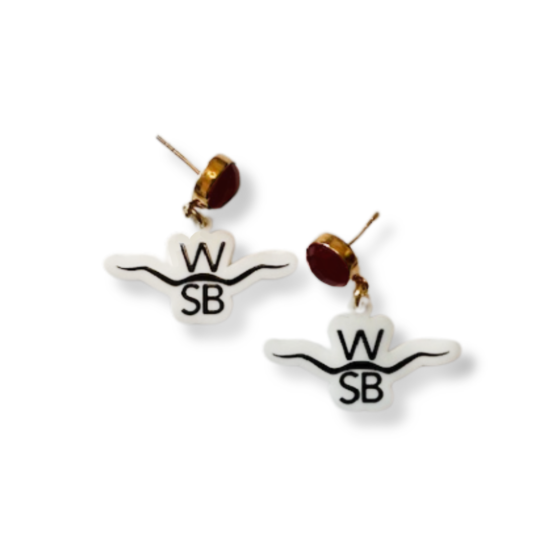Mini White and Black WSB Earrings