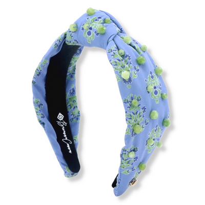Cornflower Blue and Green Block Print Headband
