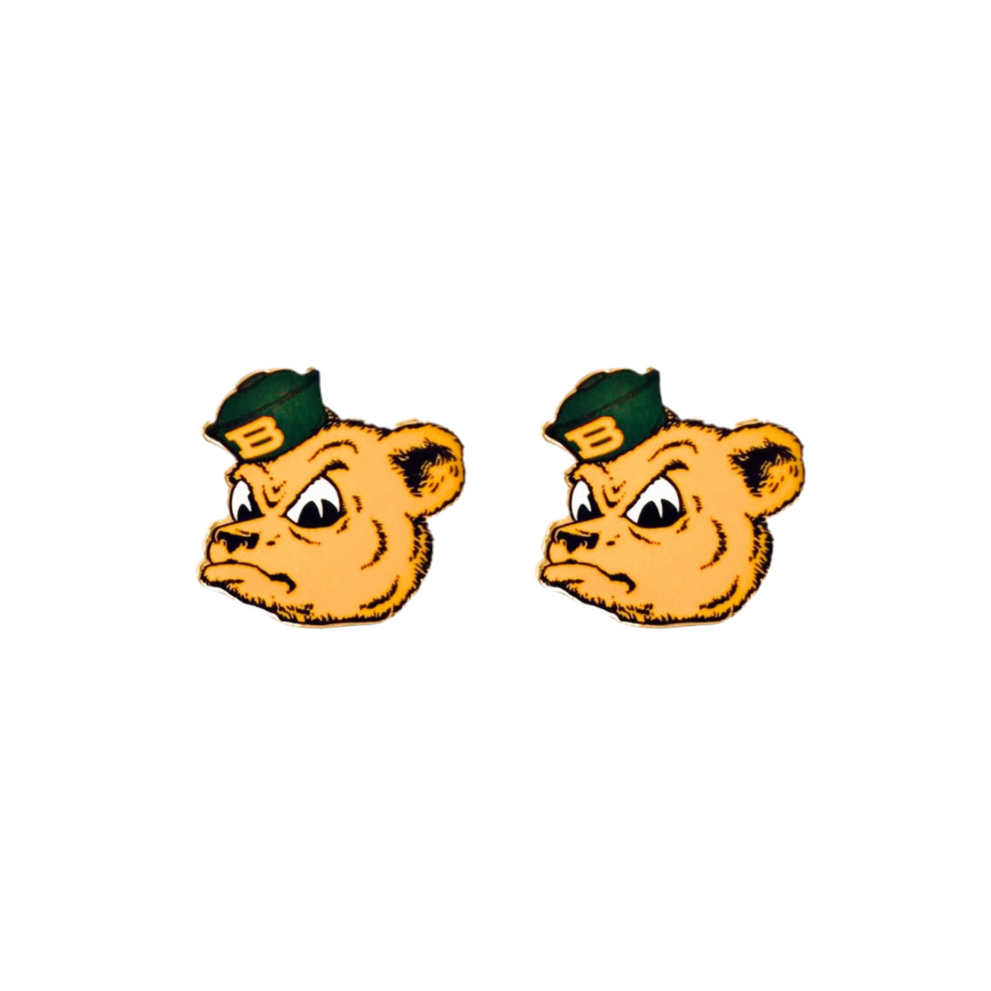 College Vault Baylor Mascot Stud Earrings