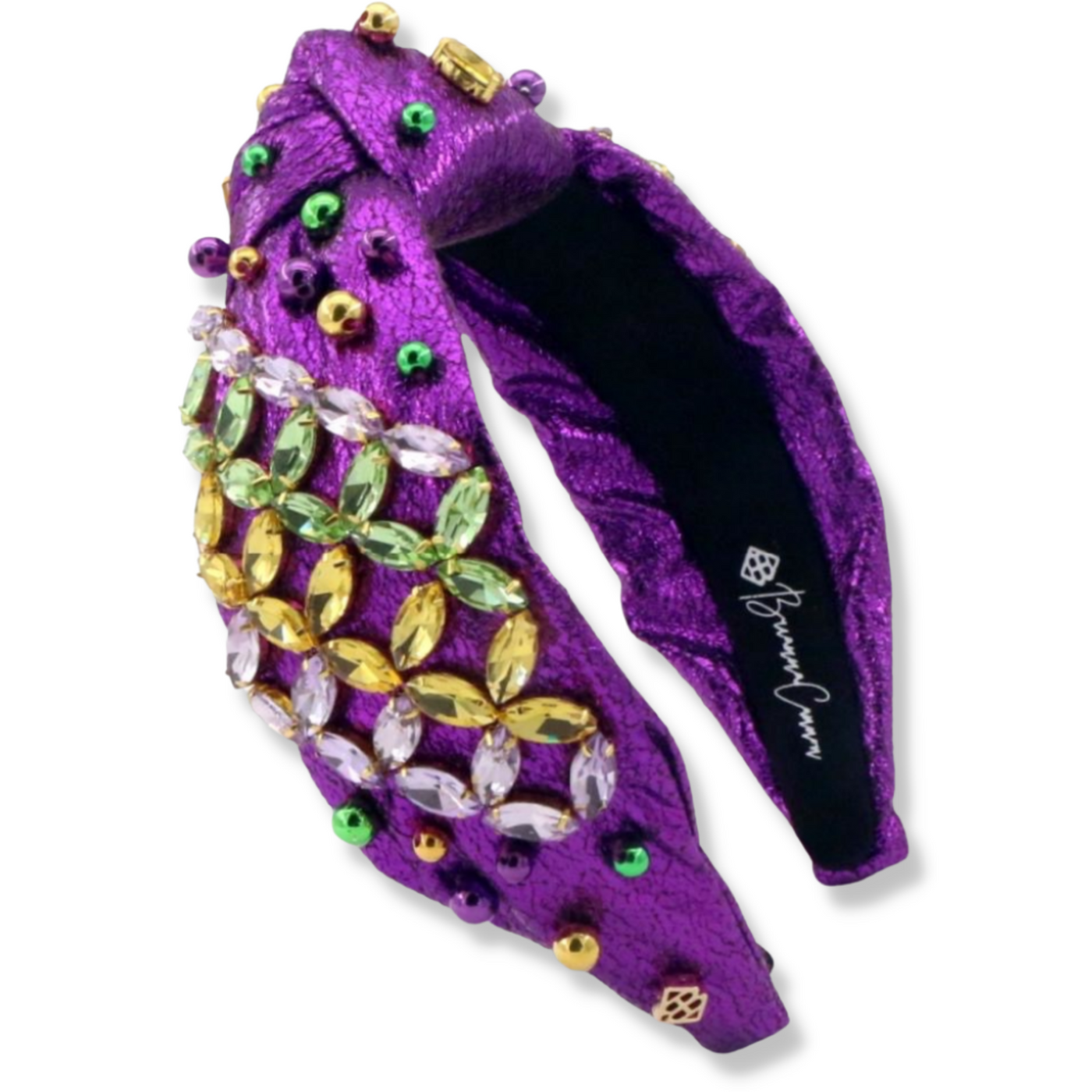 Metallic Purple Mardi Gras Headband with Crystals & Beads