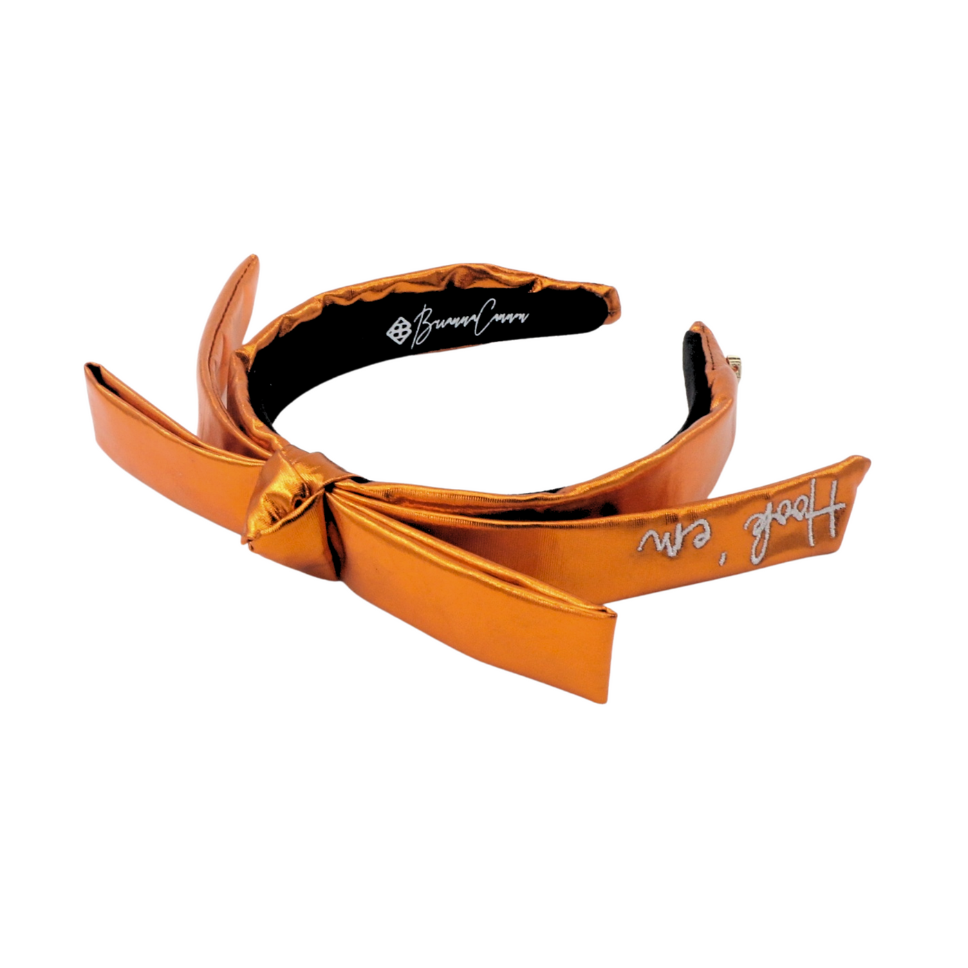 Texas Burnt Orange Thin Embroidered Ribbon Bow Headband