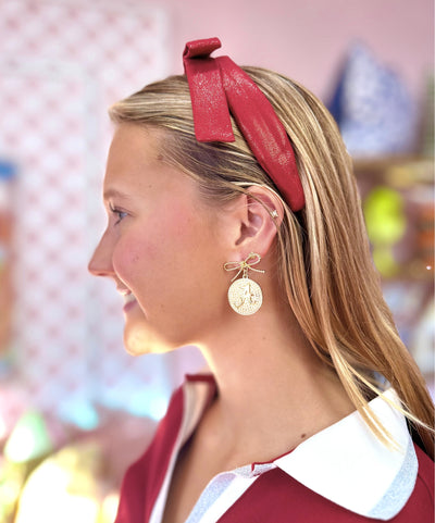 Alabama Pearl Bow Medallion Earrings