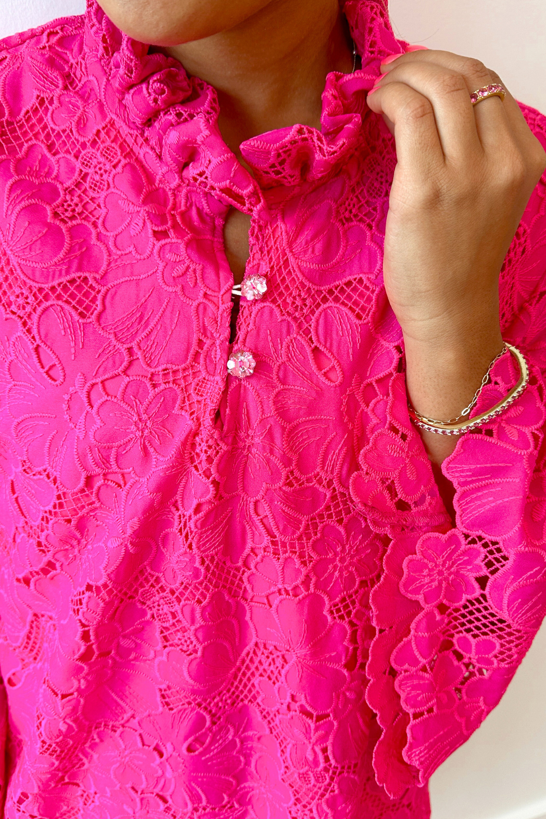 BC Caftan - Pink Azalea Lace Dress