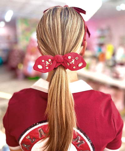 Alabama Crimson Logo Bow Scrunchie