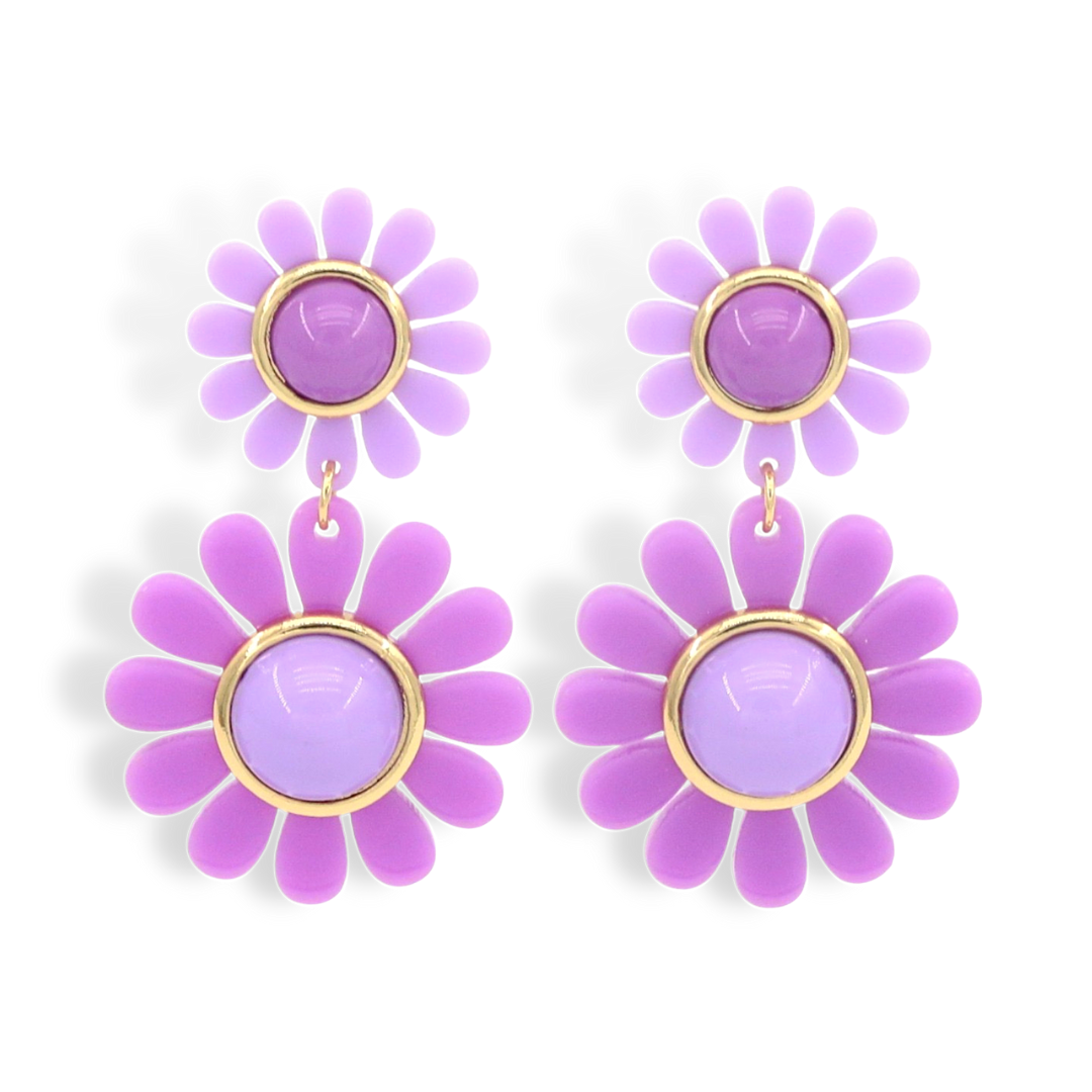 Purple May Flowers Double Drop Earrings