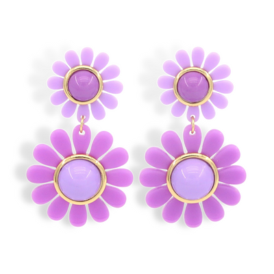Purple May Flowers Double Drop Earrings