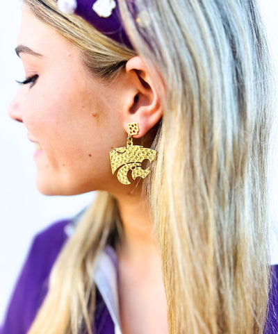 Kansas State Gold Logo Earring with BC Logo