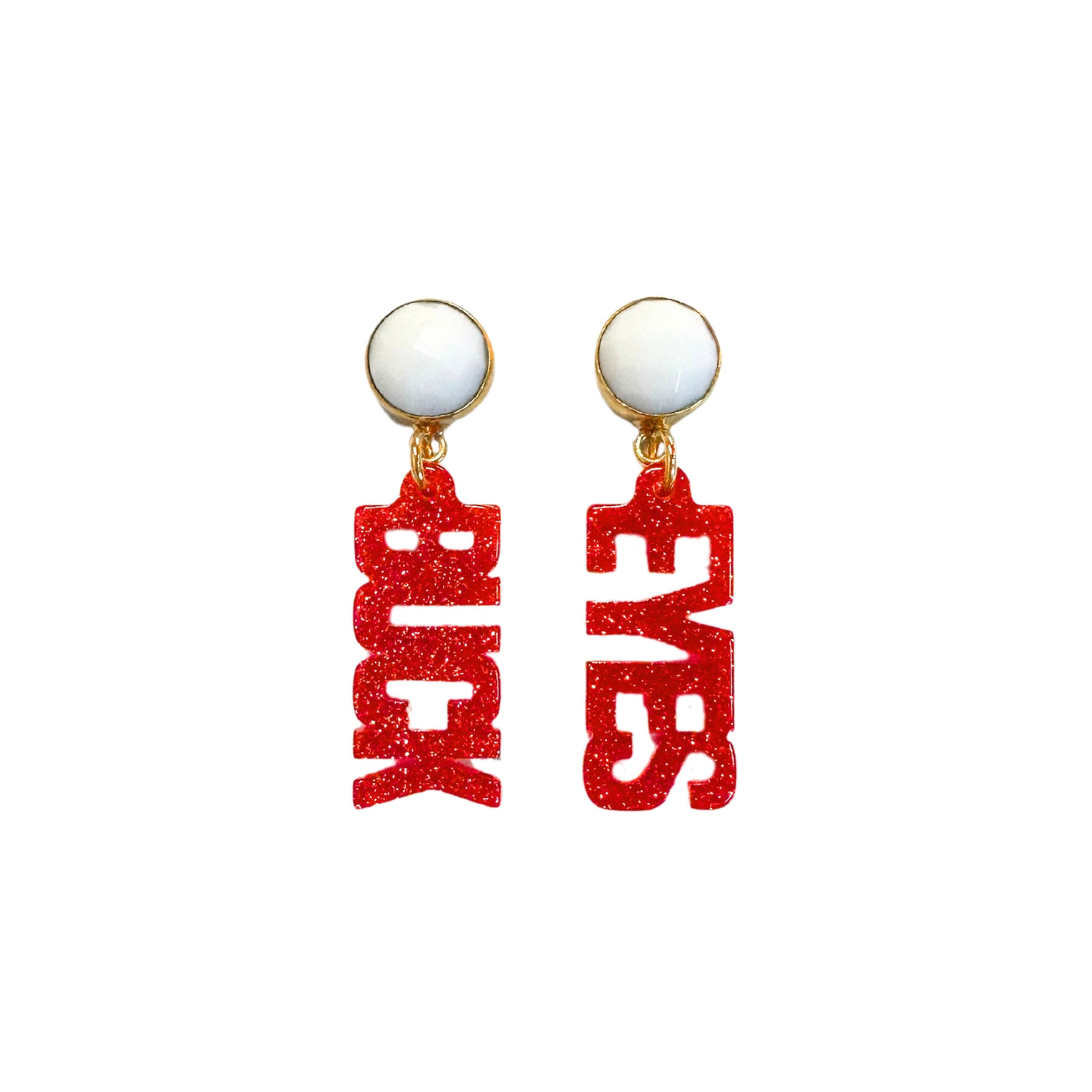 Ohio State Mini Red Glitter BUCK EYES Earrings