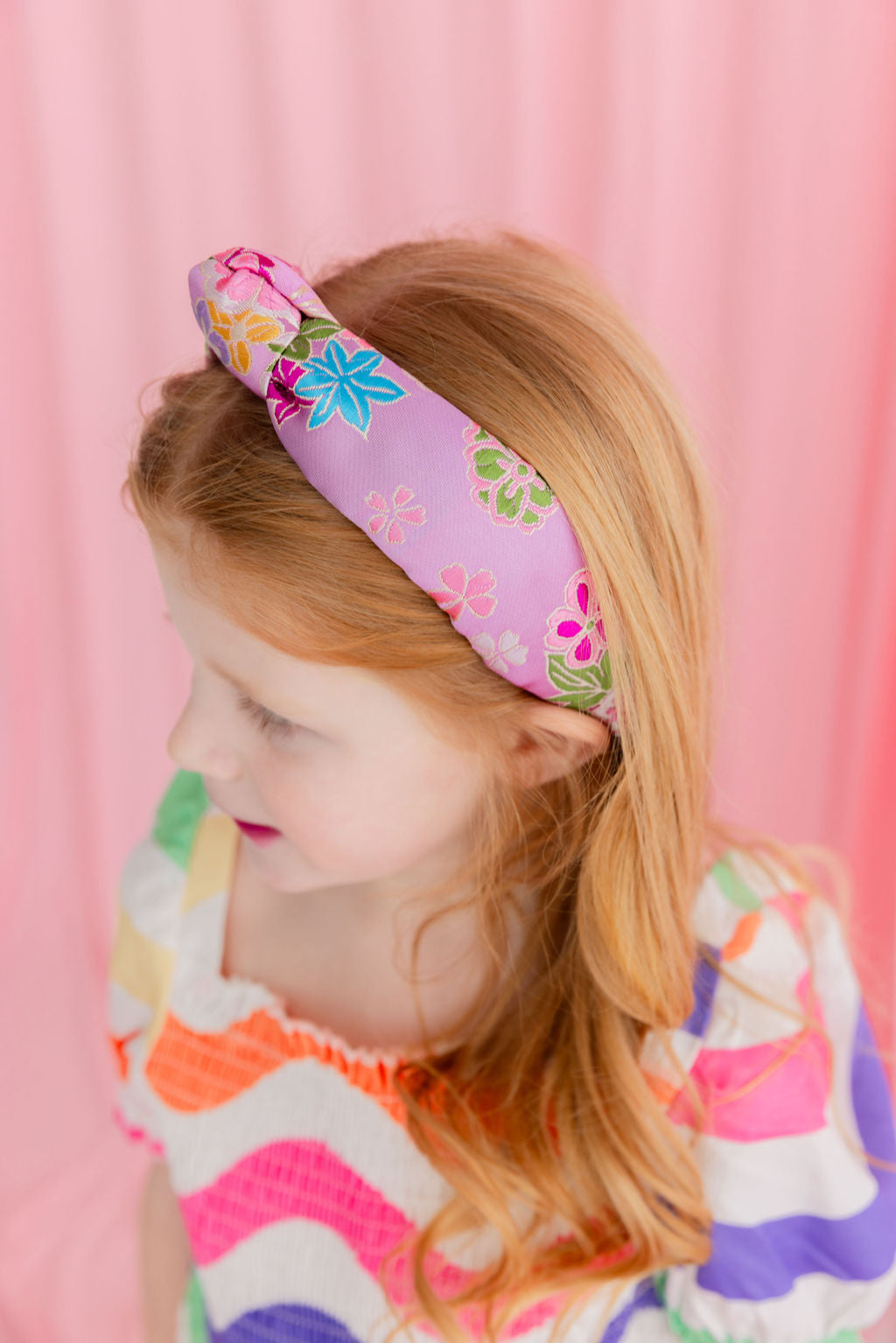 Child Size Lavender Floral Silk Headband