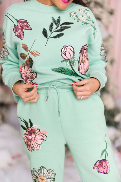 Snowdrop Botanical Sweatshirt in Mint