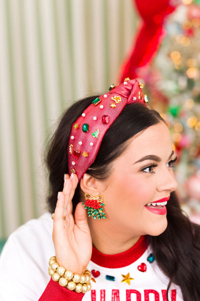 Adult Size Red Shimmer Christmas Charm Headband