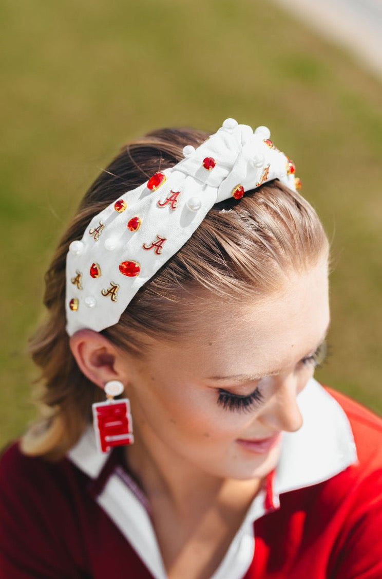 Alabama White Logo Headband