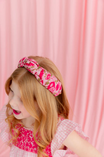 Child Size Pink Floral Brocade Headband