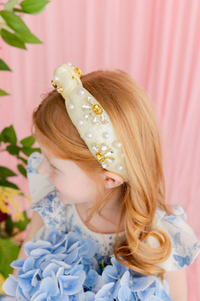 Child Size Yellow Shimmer Daisy Headband