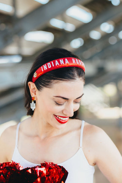 Indiana Crimson Thin Embroidered Headband