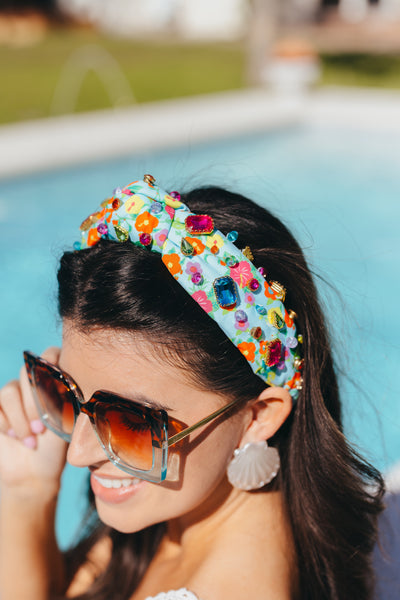 Adult Size Tropics Floral Headband With Crystals