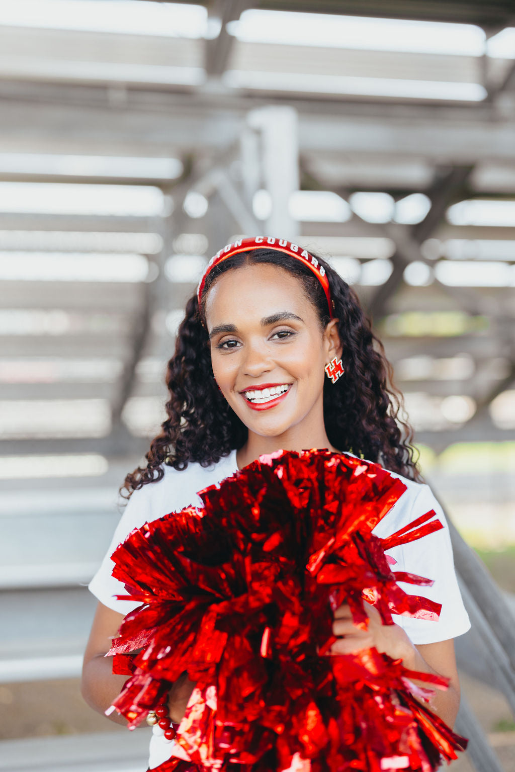 Houston Red Thin Embroidered Headband