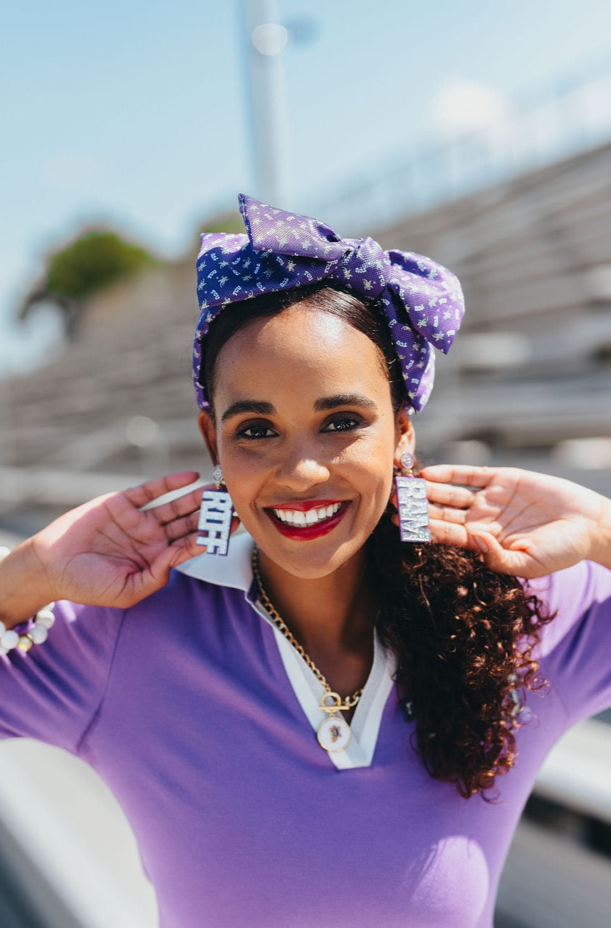 TCU Silver Glitter and Purple RIFF RAM Earrings