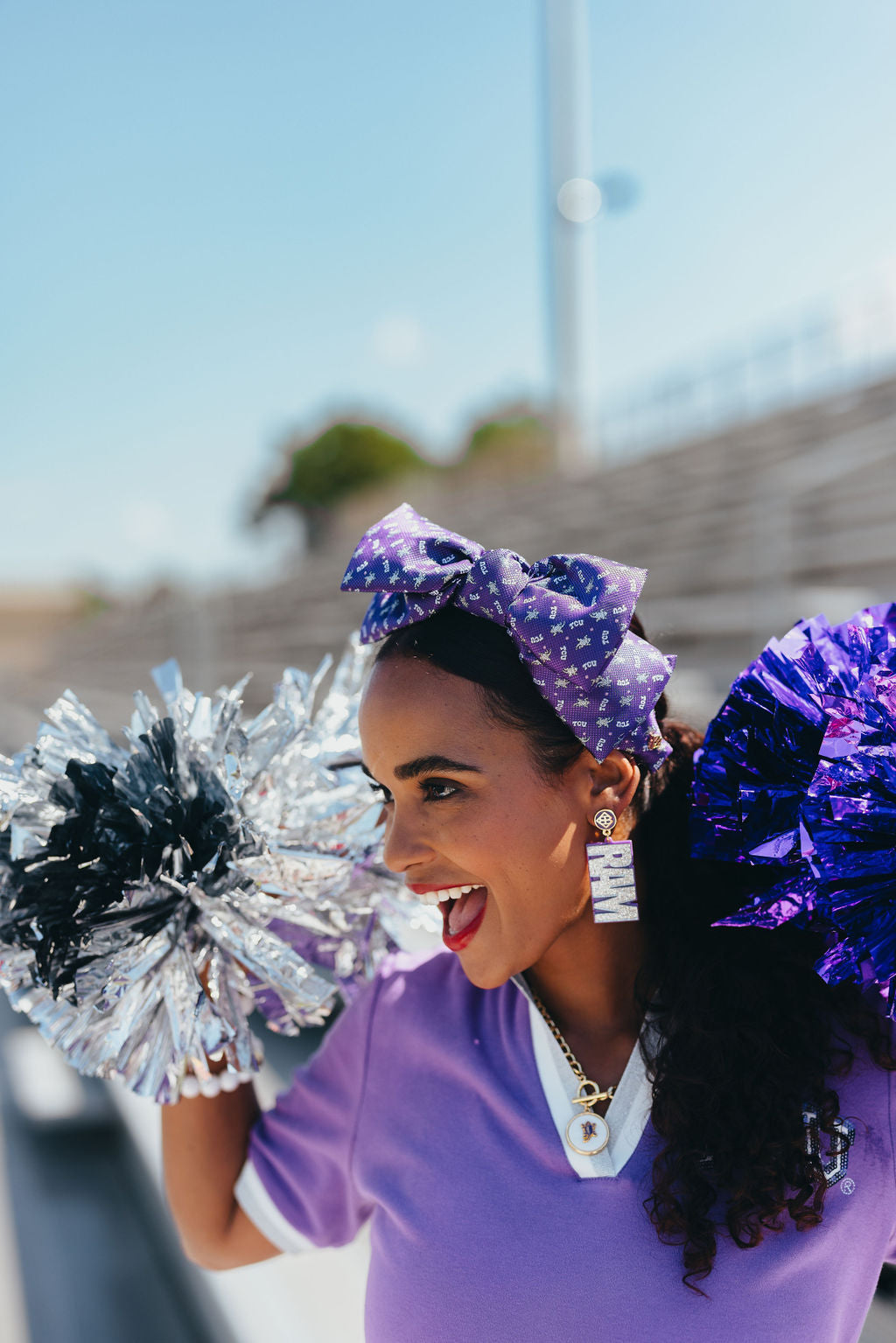 TCU Purple Woven Side Bow Headband