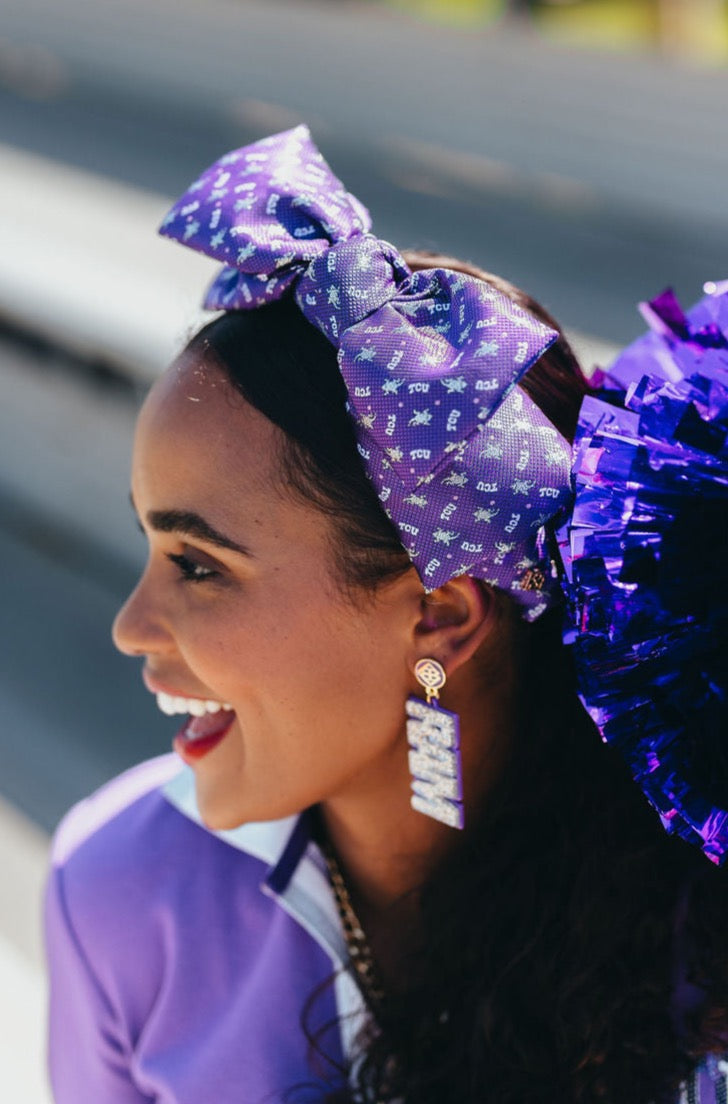 TCU Purple Woven Side Bow Headband