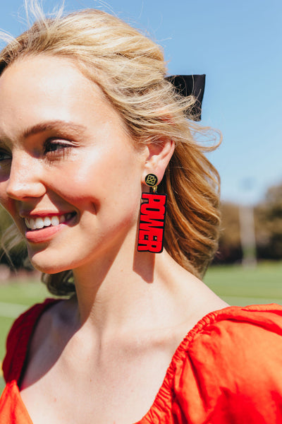 Red and Black RAIDER POWER Earrings