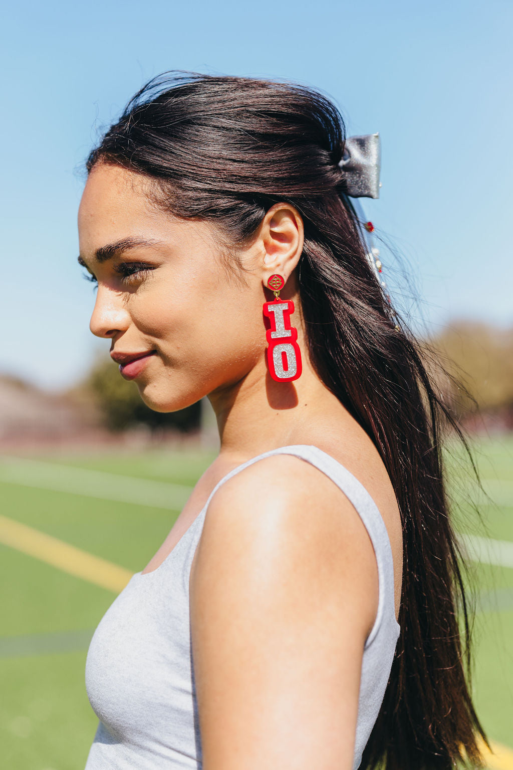 Silver Glitter OHIO Earrings