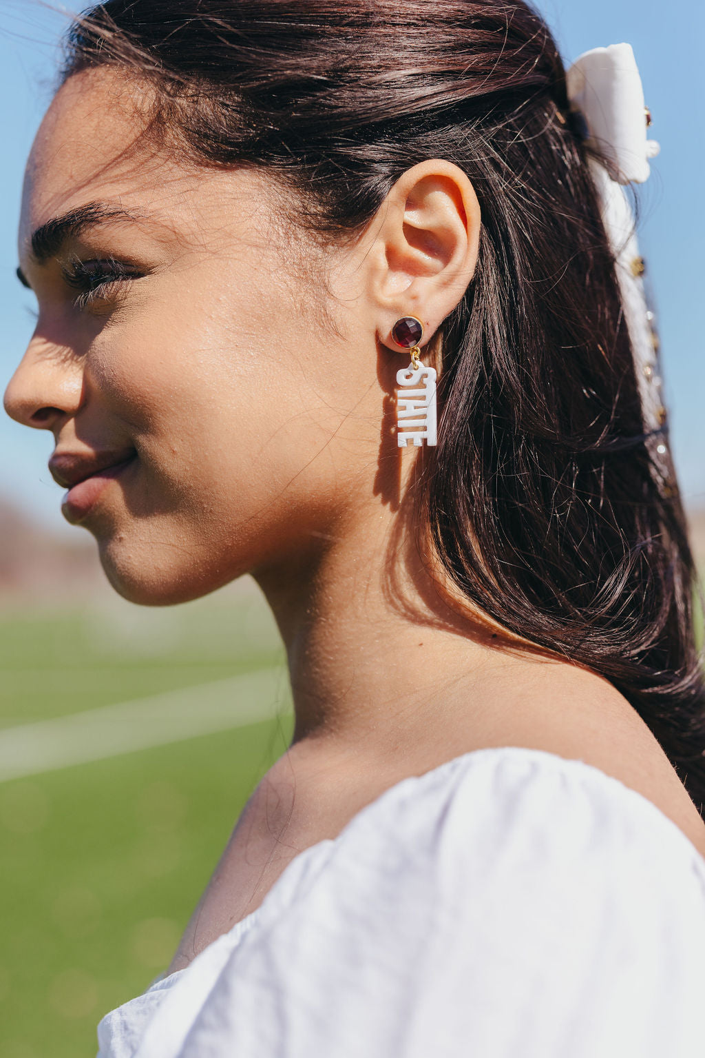 Mini White HAIL STATE Earrings