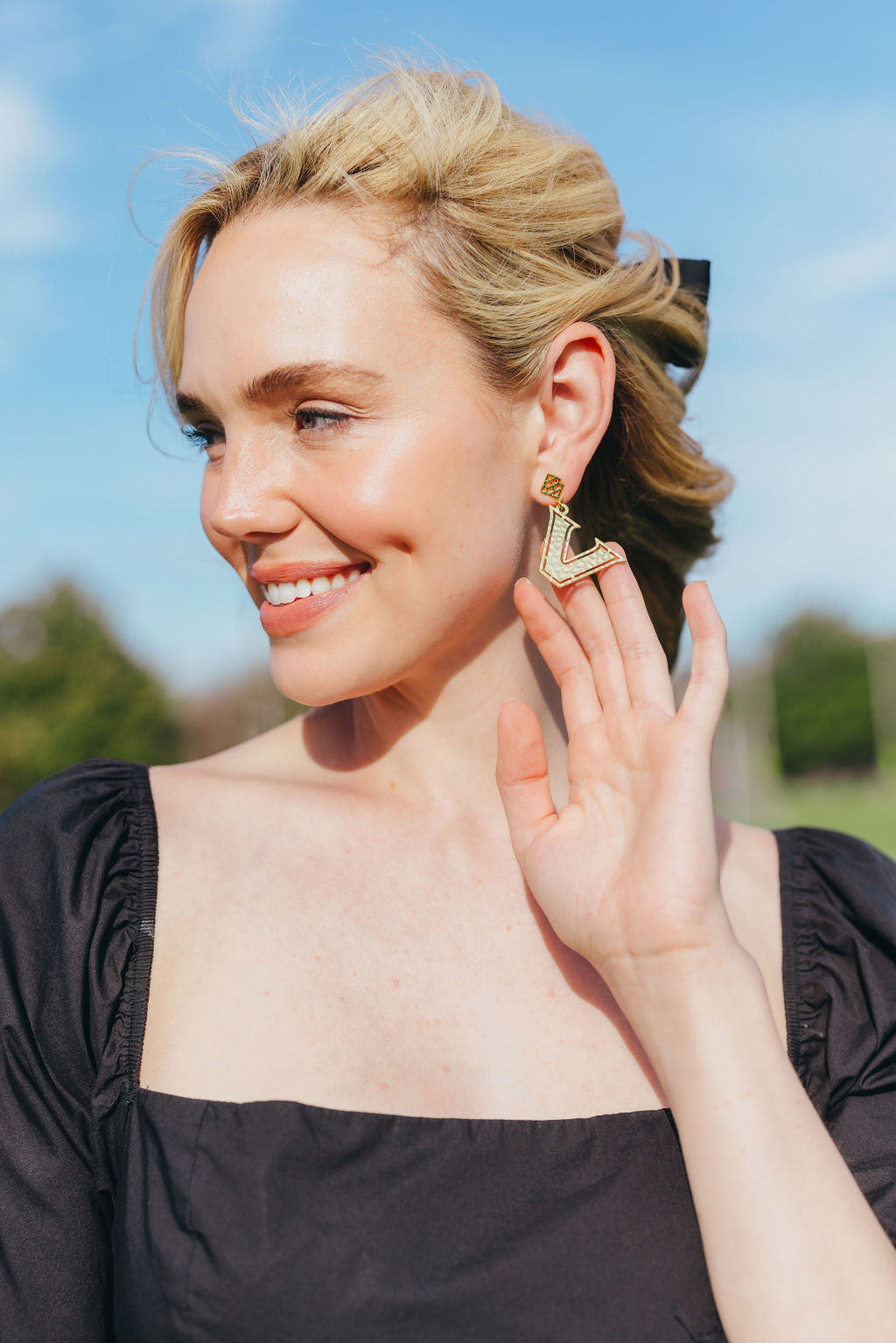 Vanderbilt Gold Logo Earring with BC Logo