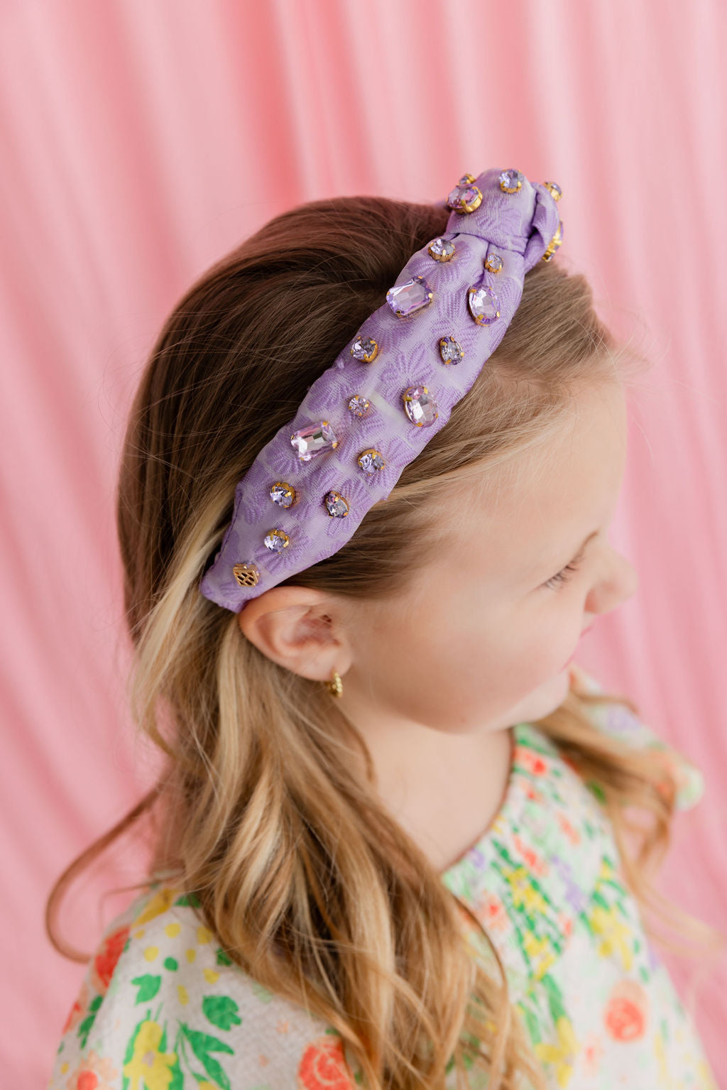 Child Size Lavender Textured  Headband with Crystals