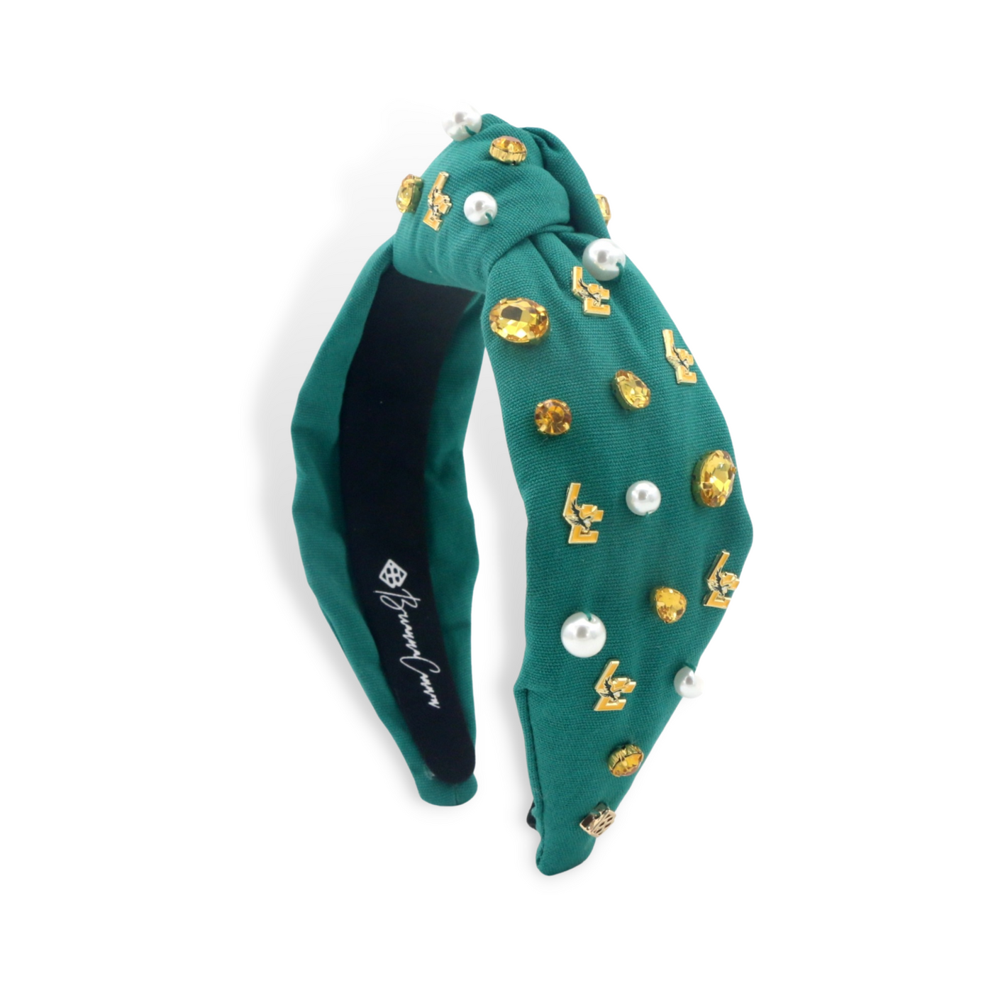 Adult Size Green LCA Logo Headband With Pearls and Crystals