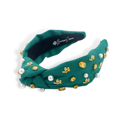 Adult Size Green LCA Logo Headband With Pearls and Crystals